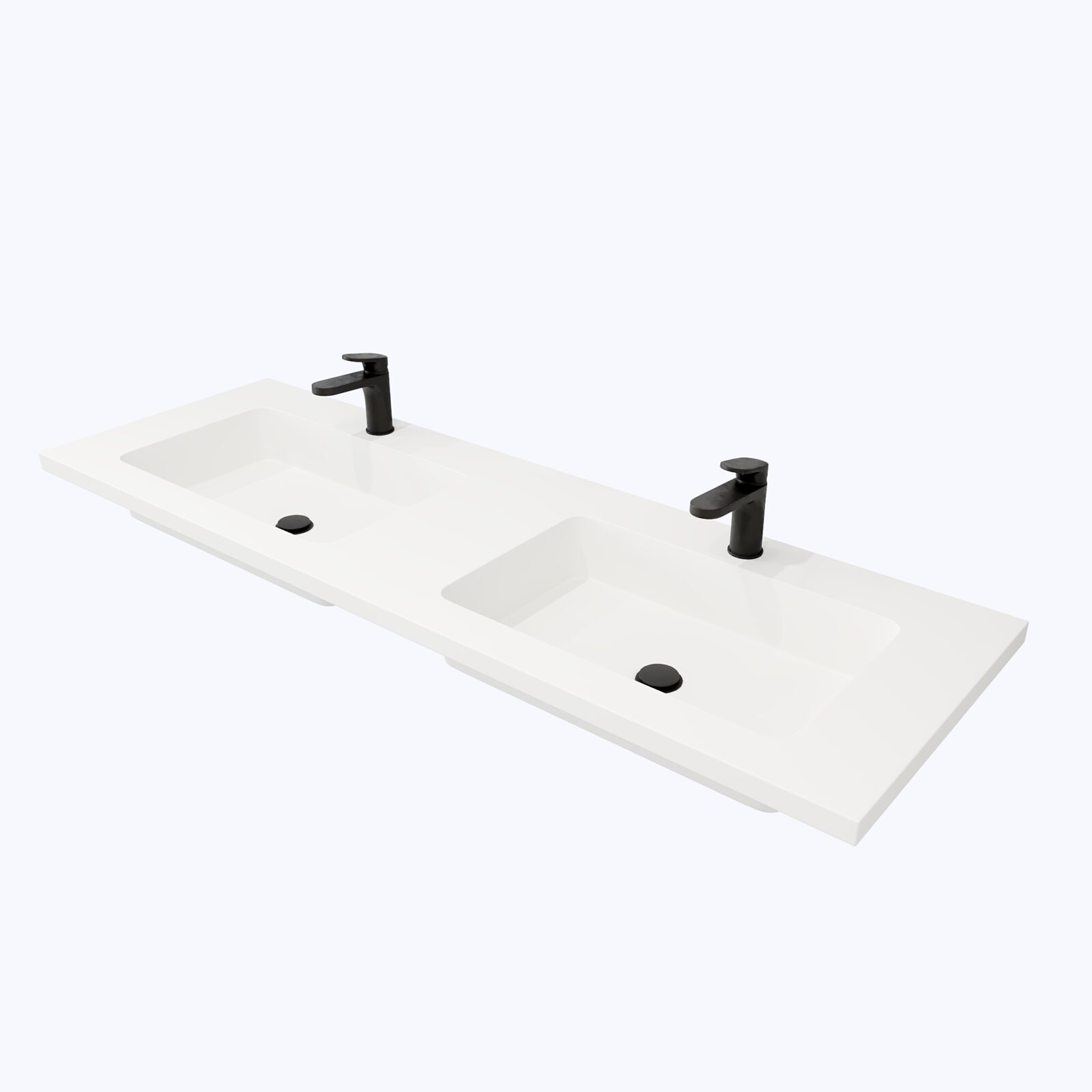 Dubbele wastafel AURA in Wit
