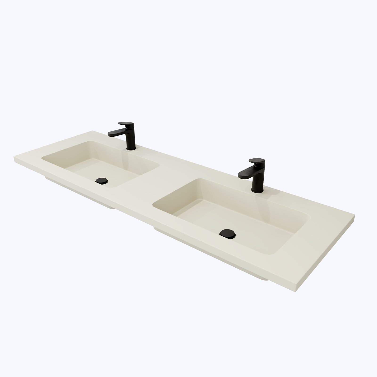 Dubbele wastafel AURA in Crème