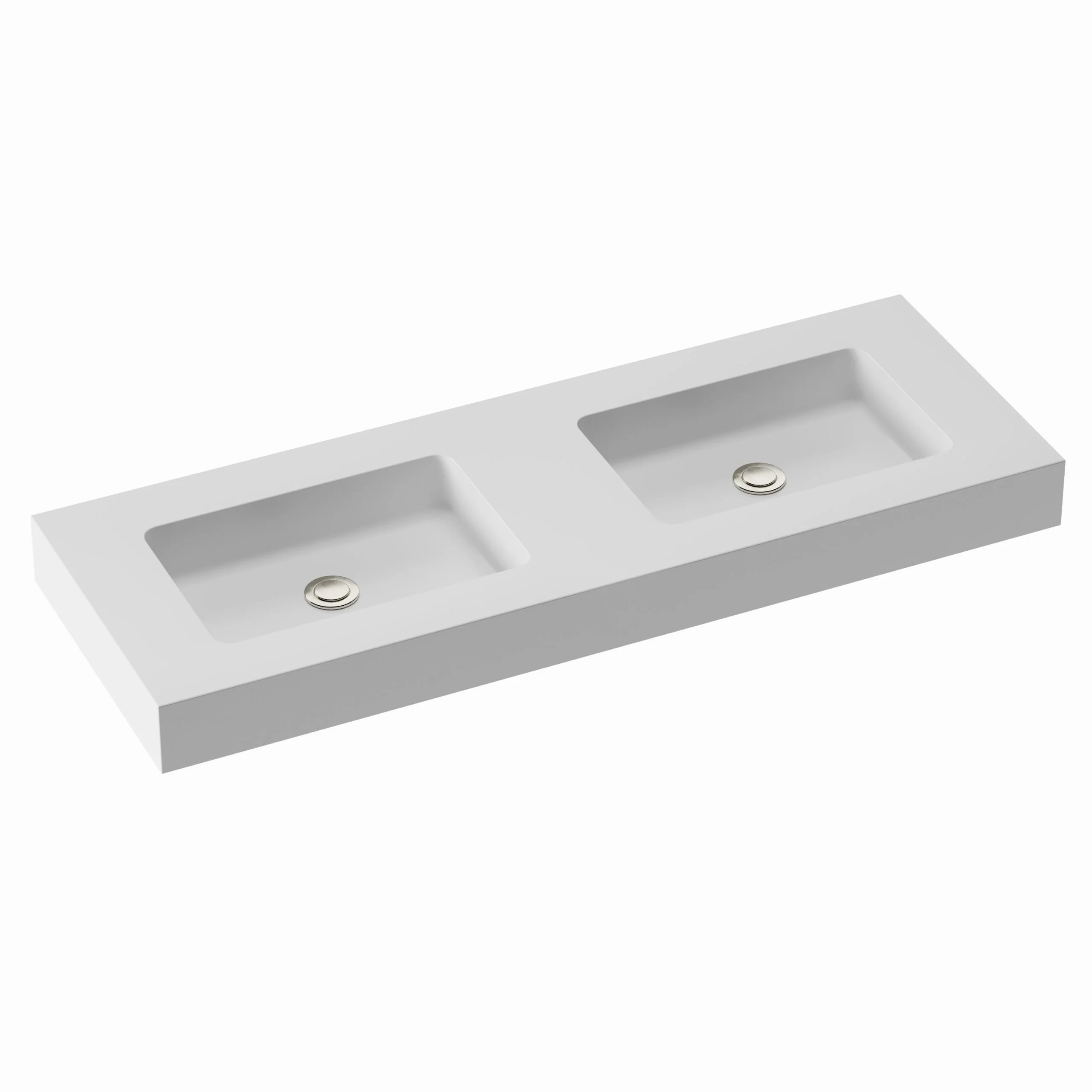 Dubbele wastafel van mineraalgietwerk model LUNA met wandmontage (incl. bevestigingssysteem) - Image 2